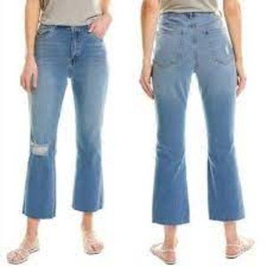 Avec Les Filles Women 31 High-Rise Cropped Straight Raw Hem Distressed Jeans NWT